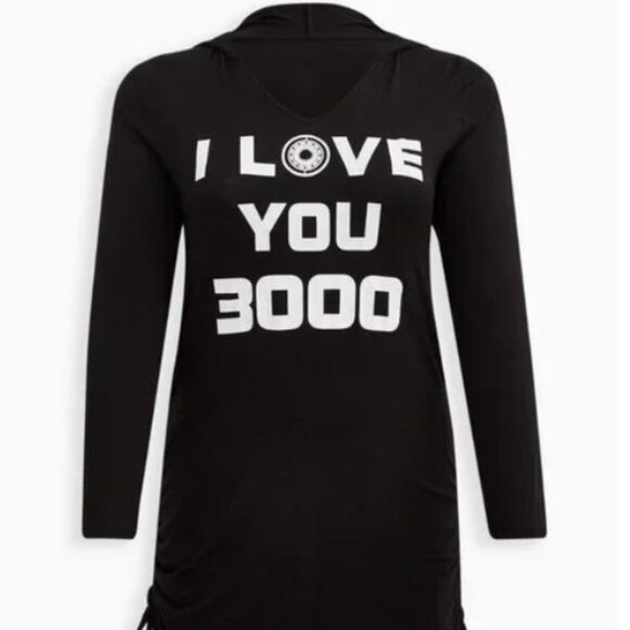 Marvel Iron Man I Love You 3000 Side Ties Tunic Hoodie Size 4 - Picture 1 of 1